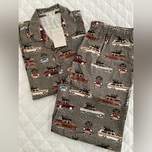 NWT Men’s Garnet Hill Organic Pima Cotton Flannel Holiday Road-Trip PJ Set